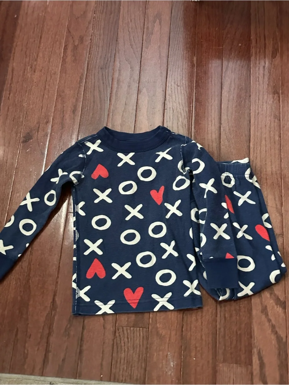 Hanna Andersson Kids Navy Blue” Hugs and Kisses “Pajama Set 3T